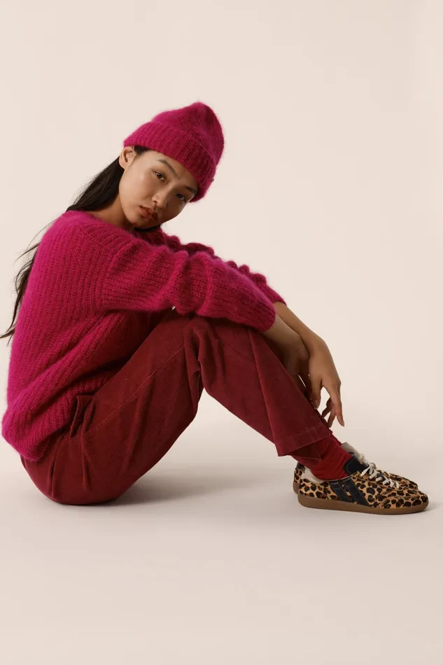 Women Beanie Hat Chami Lupin Bonnet Mohair Rose Fuchsia Des Petits Hauts Scarves and Beanies