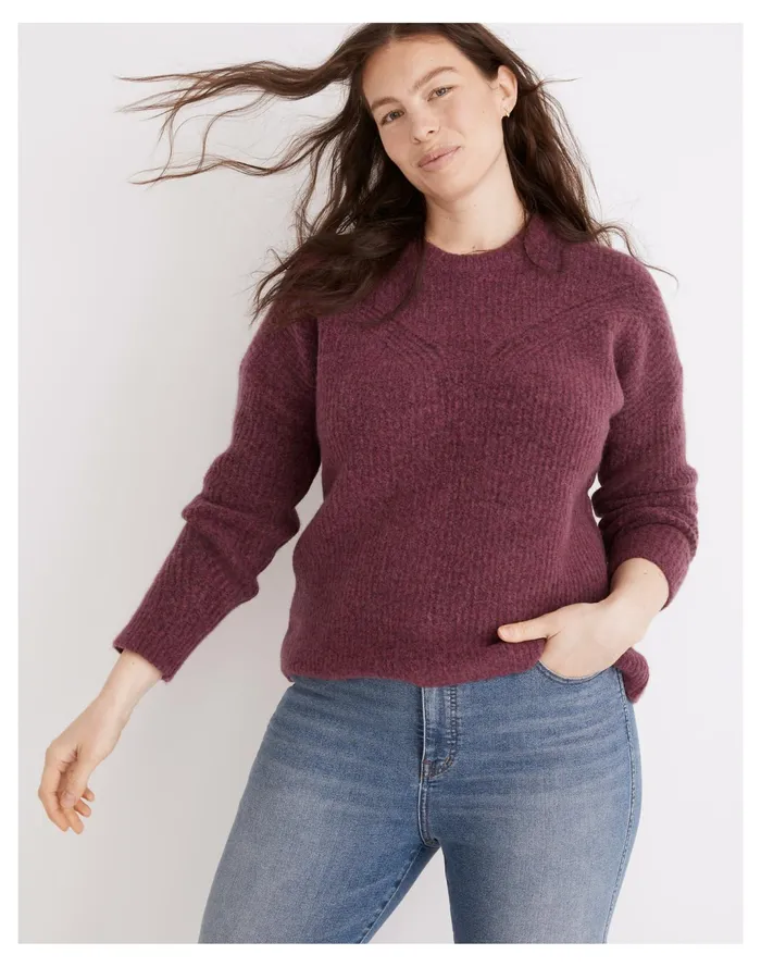 Women Belfiore Ribbed Pullover Sweater Heather Violet Madewell Sweaters
