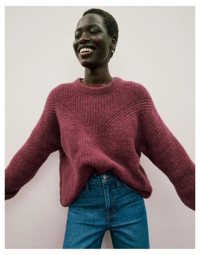 Women Belfiore Ribbed Pullover Sweater Heather Violet Madewell Sweaters Women Belfiore Ribbed Pullover Sweater Heather Violet Madewell Sweaters
