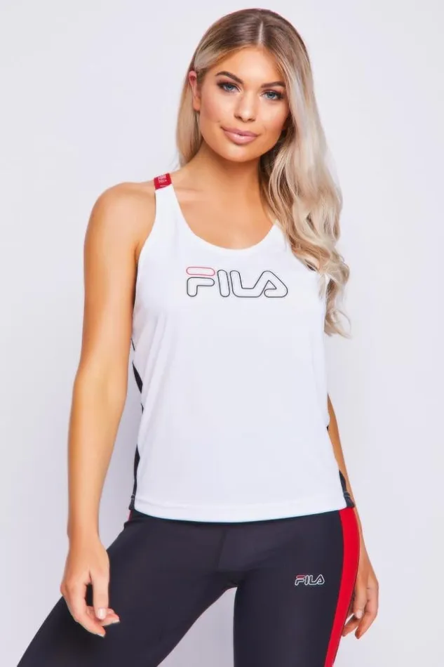 Women Bella Loose Tank Fila White Brentiny Paris Top And Tank Tops