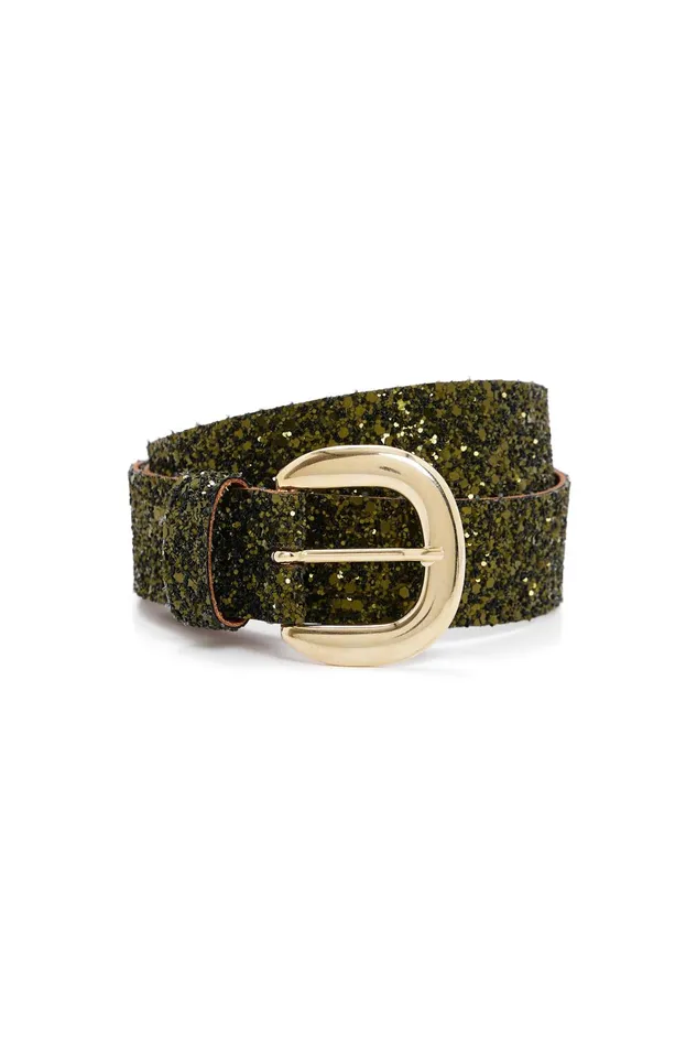 Women Belt Nelma Olive Ceinture Paillete Verte Des Petits Hauts Belts