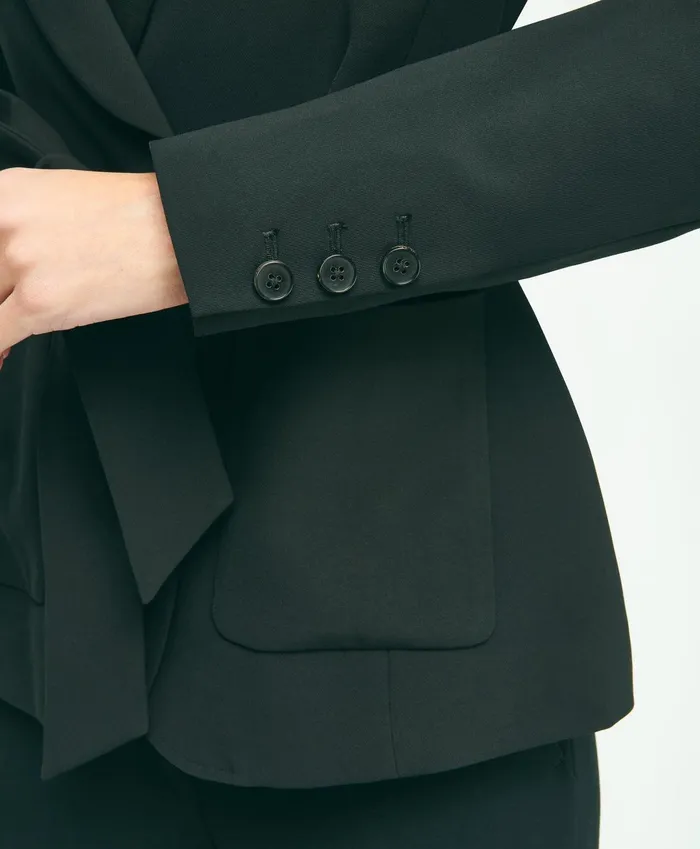 Women Belted Crepe Jacket Black Brooks Brothers Blazers