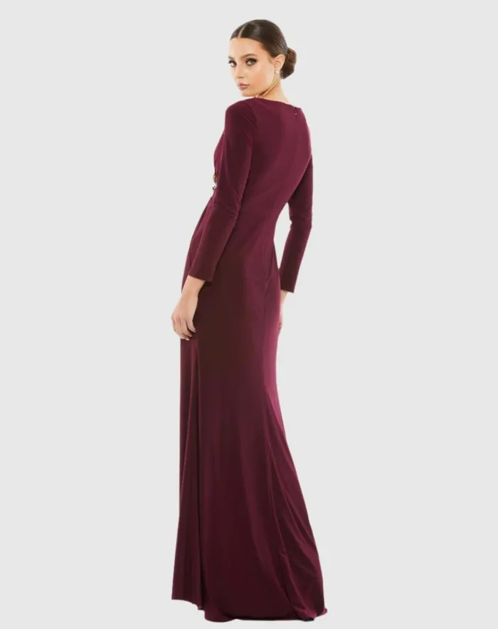 Women Best Sellers Mac Duggal Faux Wrap Long Sleeve Gown W Appliqu Detail Black Women Best Sellers Mac Duggal Faux Wrap Long Sleeve Gown W Appliqu Detail Black
