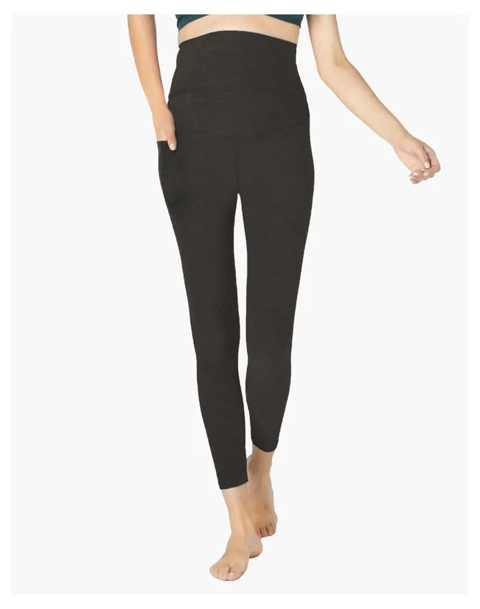 Women Beyond Yoga Maternity Out Of Pocket Midi Leggings In Spacedye Black Madewell Activewear