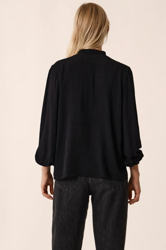 Women Blouse Rafezon Noir Blouse Viscose Noire Des Petits Hauts Blouses Shirts and Tops