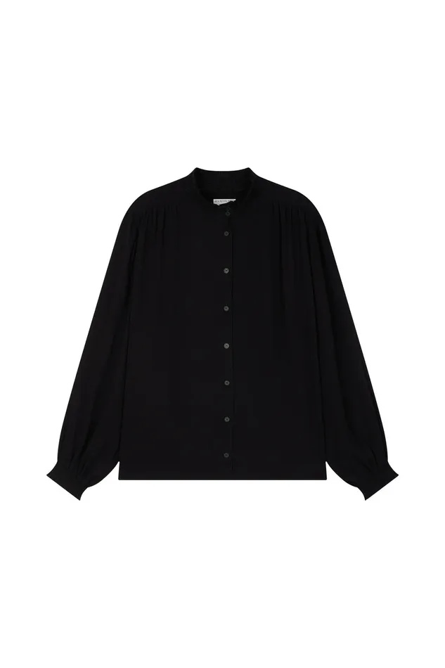 Women Blouse Rafezon Noir Blouse Viscose Noire Des Petits Hauts Blouses Shirts and Tops