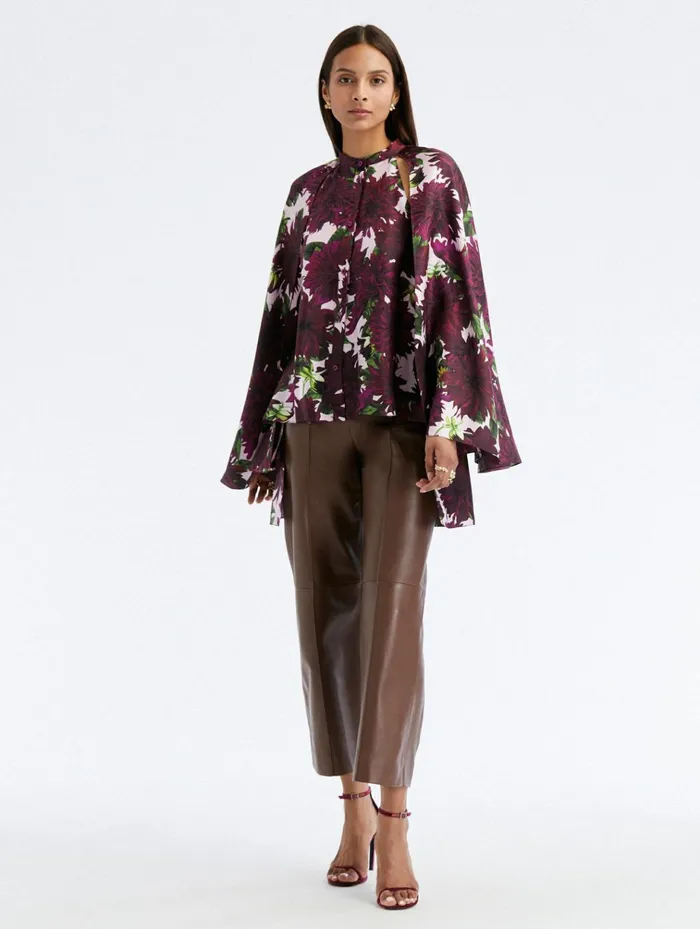 Women Blouses and Knits Oscar De La Renta Dahlia Silk Twill Drape Detail Blouse Burgundypink Women Blouses and Knits Oscar De La Renta Dahlia Silk Twill Drape Detail Blouse Burgundypink