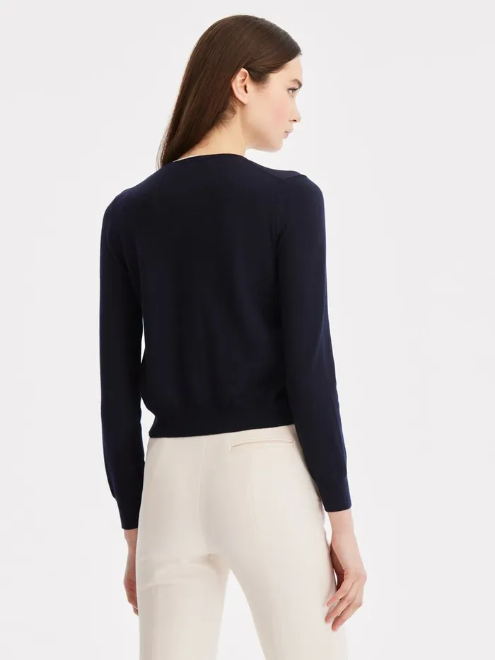 Women Blouses and Knits Oscar De La Renta Nasturtium Threadwork Cardigan Navy Women Blouses and Knits Oscar De La Renta Nasturtium Threadwork Cardigan Navy