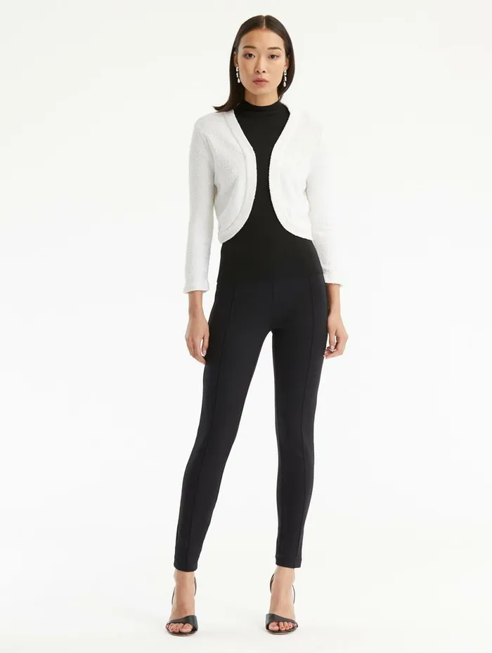 Women Blouses and Knits Oscar De La Renta Sequin Cashmere Silk Bolero White