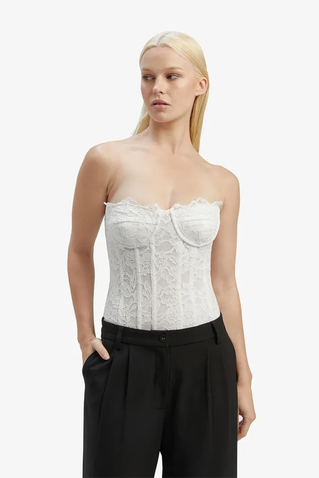 Women Bodysuits Bardot Oskar Bodysuit In Orchid White Orchid White