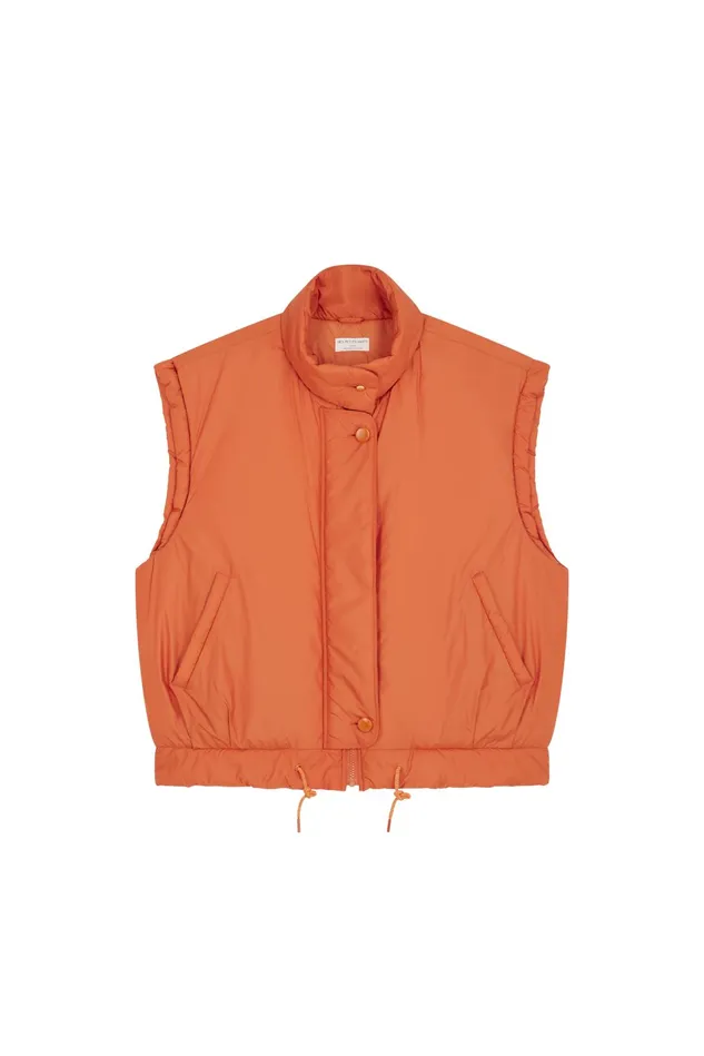 Women Bodywarmer Neletta Lave Veste Sans Manches Polyester Orange Des Petits Hauts Coats and Jackets