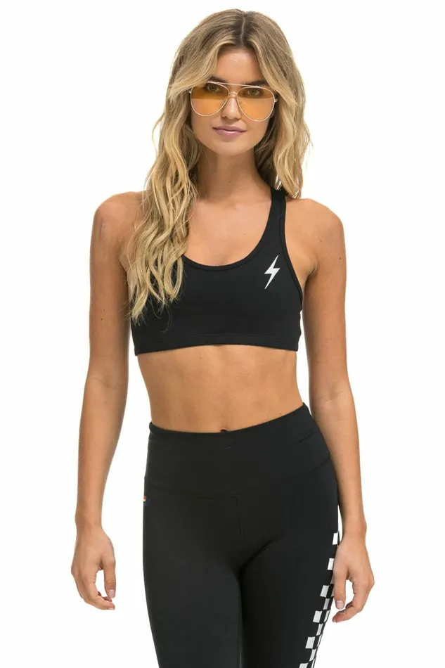Women BOLT EMBROIDERY SPORTS BRA 8211 BLACK Aviator Nation SportsBras