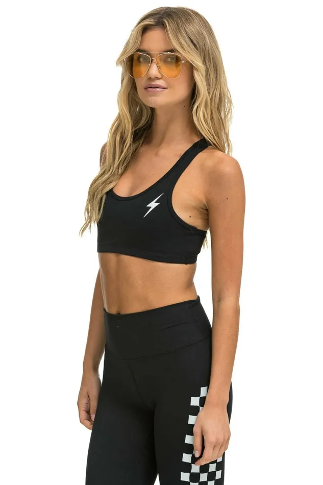 Women BOLT EMBROIDERY SPORTS BRA 8211 BLACK Aviator Nation SportsBras Women BOLT EMBROIDERY SPORTS BRA 8211 BLACK Aviator Nation SportsBras