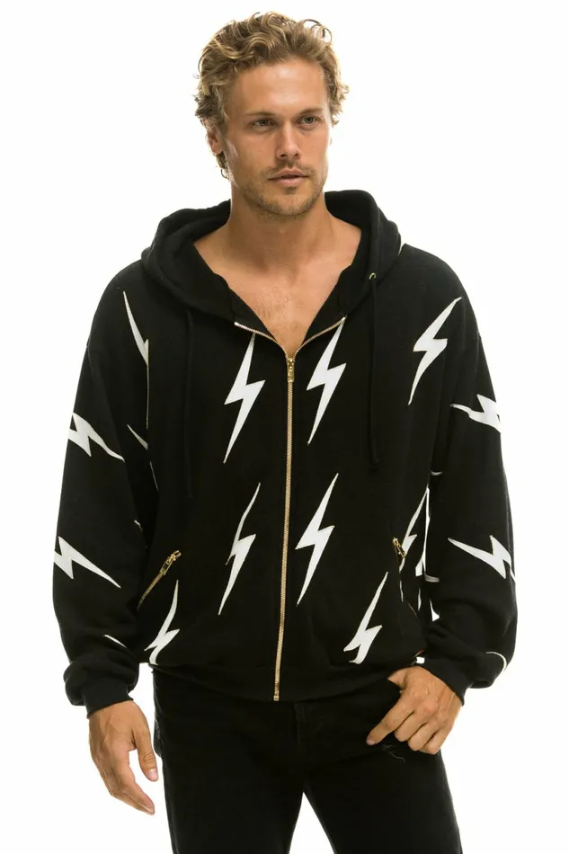 Women BOLT STITCH REPEAT RELAXED ZIP HOODIE WITH POCKET ZIPPERS BLACK WHITE Aviator Nation BoltCollection Women BOLT STITCH REPEAT RELAXED ZIP HOODIE WITH POCKET ZIPPERS BLACK WHITE Aviator Nation BoltCollection
