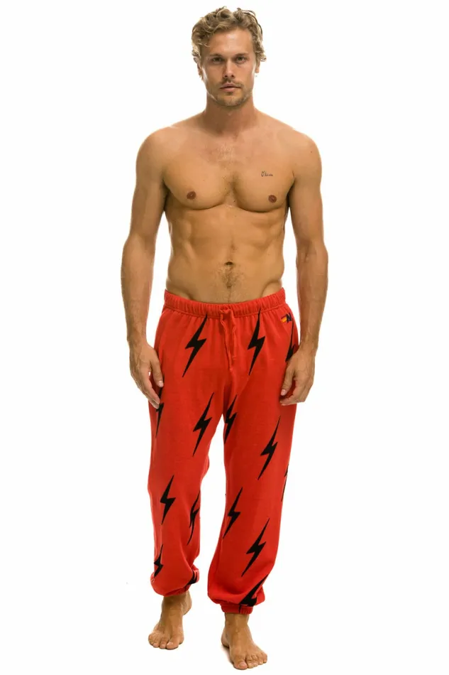Women BOLT STITCH REPEAT SWEATPANTS 8211 RED BLACK Aviator Nation BoltCollection