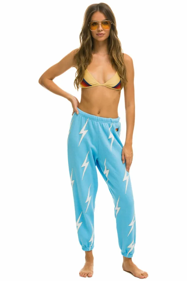 Women BOLT STITCH REPEAT SWEATPANTS 8211 SKY WHITE Aviator Nation Sweatpants Women BOLT STITCH REPEAT SWEATPANTS 8211 SKY WHITE Aviator Nation Sweatpants