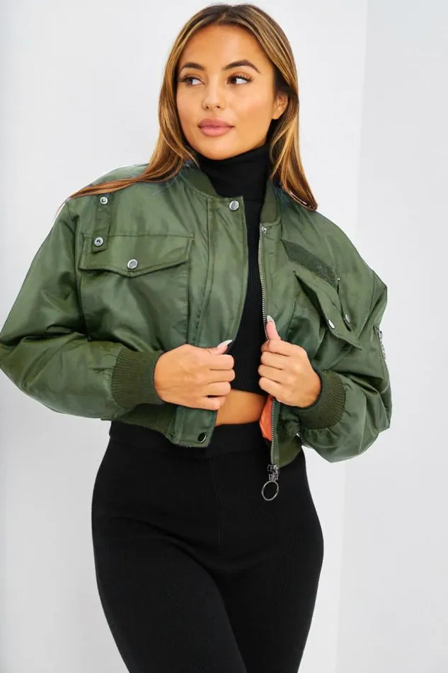 Women Bomber Kaki Court Khaki Brentiny Paris Jackets