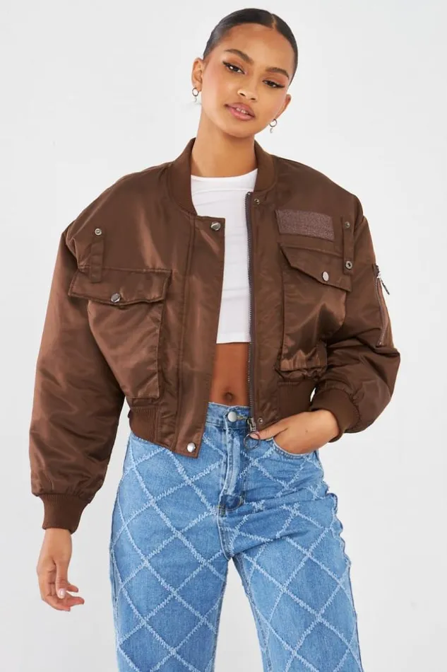 Women Bomber Marron Court Brown Brentiny Paris Jackets