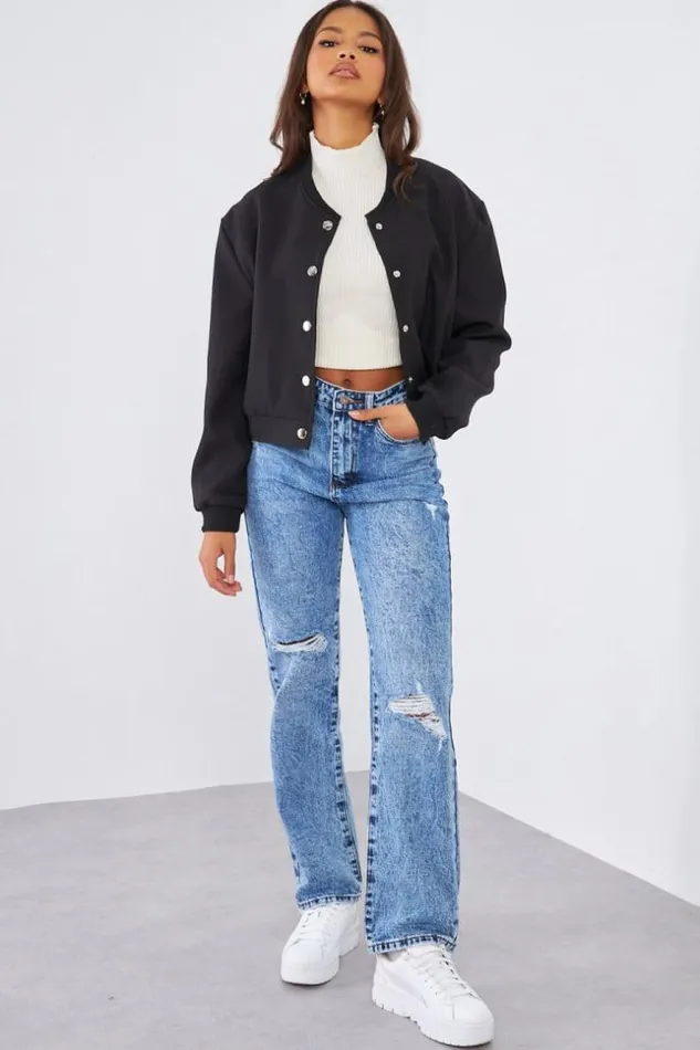 Women Bomber Noir Black Brentiny Paris Jackets