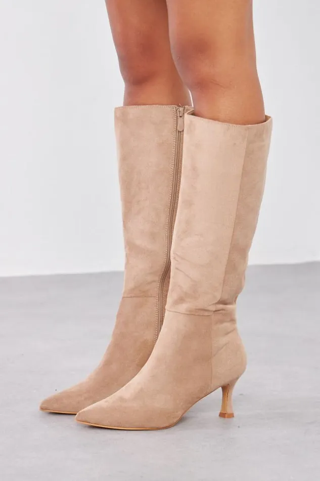 Women Bottes Beige Petits Talons En Velours Beige Brentiny Paris Thigh Boots Women Bottes Beige Petits Talons En Velours Beige Brentiny Paris Thigh Boots