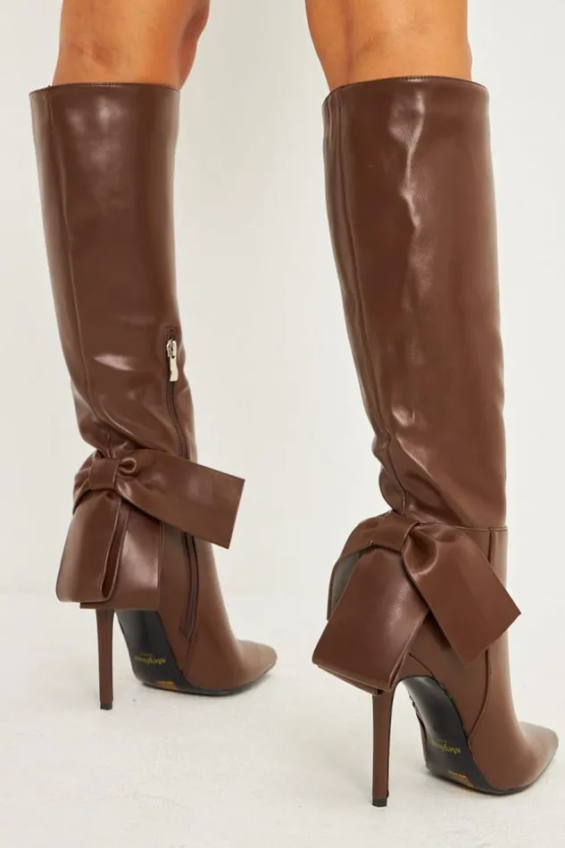 Women Bottes Pointues Marron Laqu Talon Aiguille Brown Brentiny Paris Ankle Boots 8211 Boots