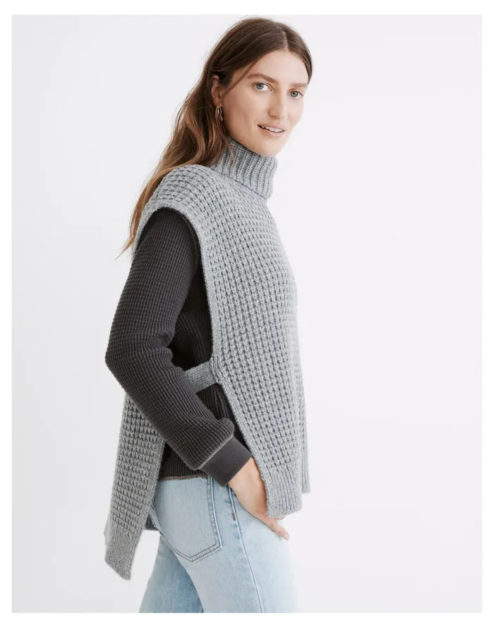 Women Bournville Waffle Sweater Vest Heather Thunder Madewell Sweaters Women Bournville Waffle Sweater Vest Heather Thunder Madewell Sweaters