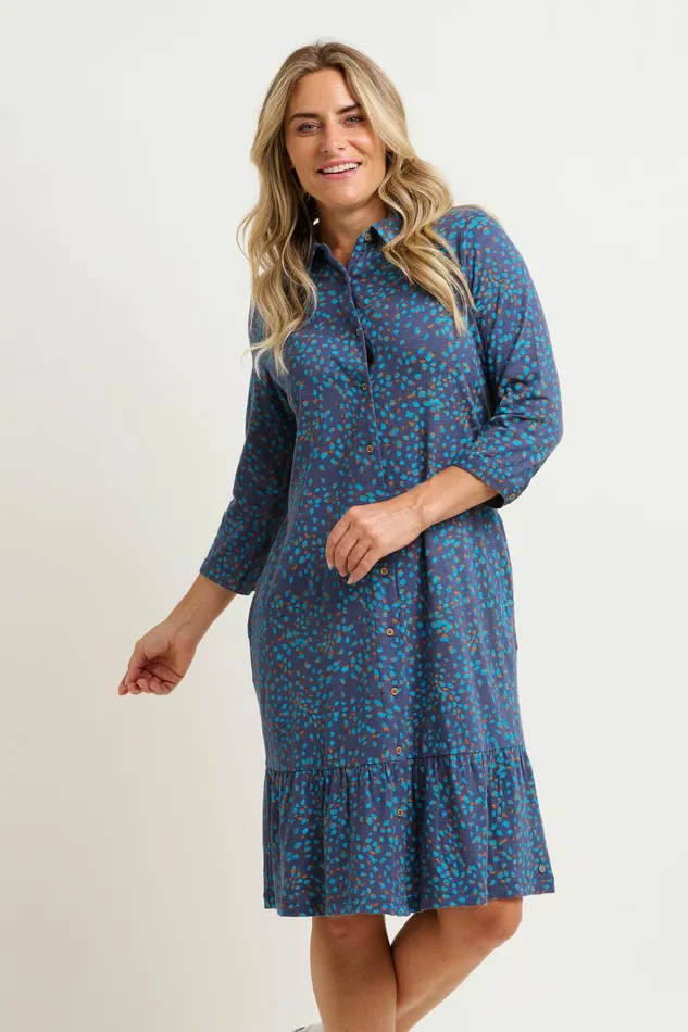 Women Brakeburn Dresses Blue Abstract Spot Shirt Dress