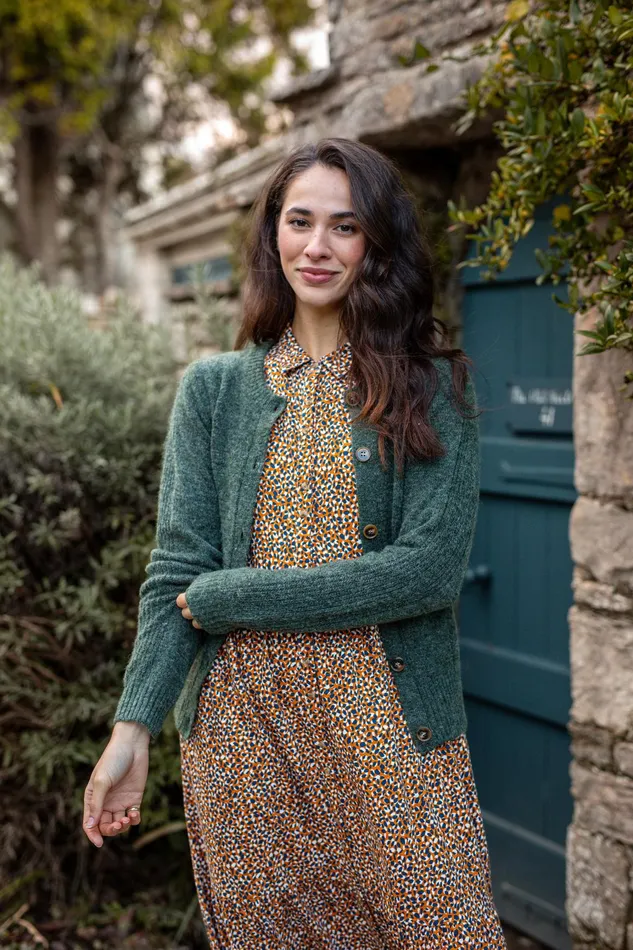 Women Brakeburn Knitwear Green Rib Stitch Classic Cardigan