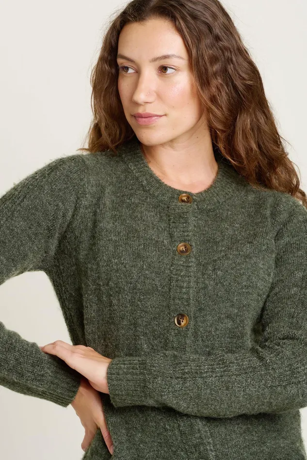 Women Brakeburn Knitwear Green Rib Stitch Classic Cardigan