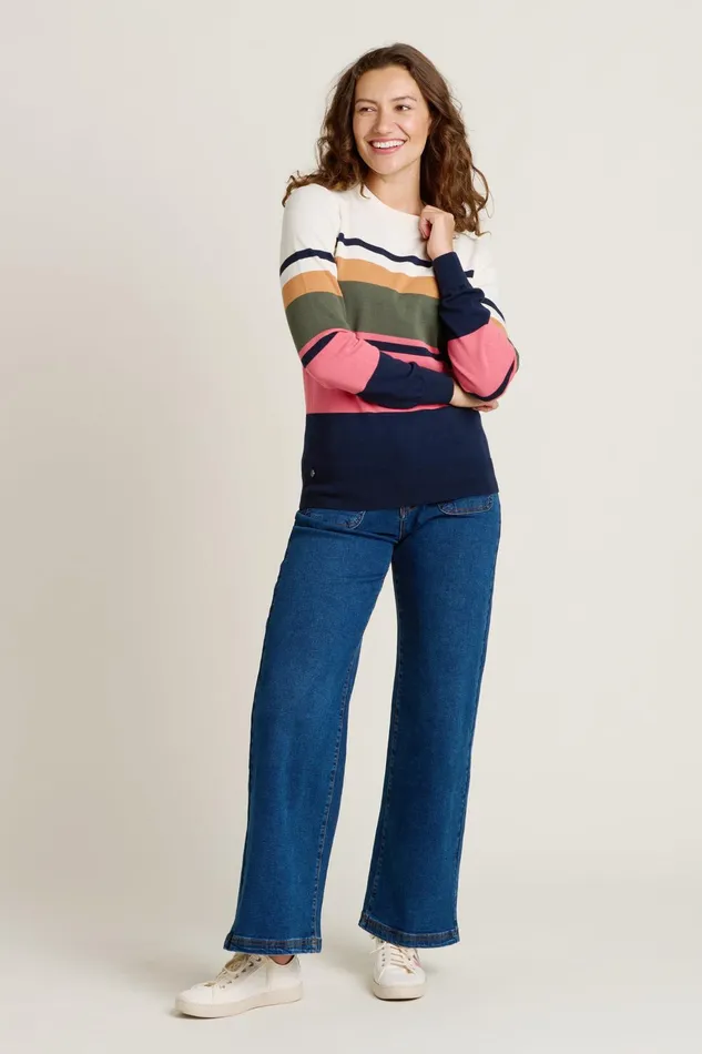 Women Brakeburn Knitwear Multicoloured Horizon Stripe Knitted Crew Neck