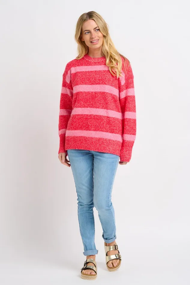 Women Brakeburn Knitwear Pink Sunset Knitted Crew