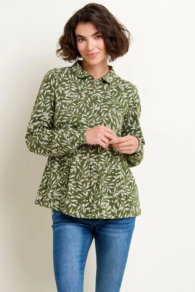 Women Brakeburn Shirts Green Orchard Leaf Blouse