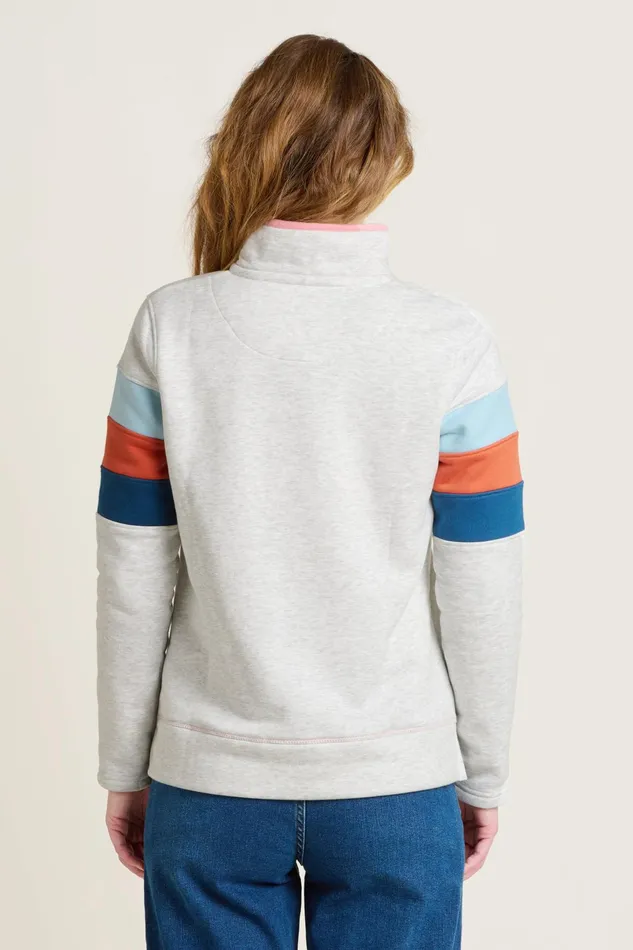 Women Brakeburn Sweatshirts And Hoodies Ecru Chest Stripe Quarter Zip Sweatshirt