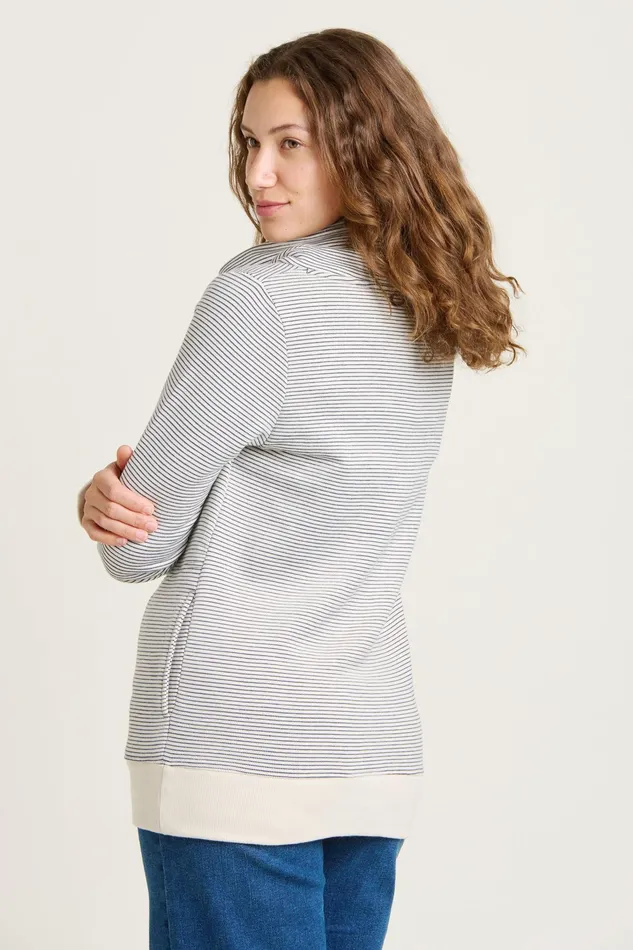Women Brakeburn Sweatshirts And Hoodies Teal Stripe Cowl Neck Sweatshirt