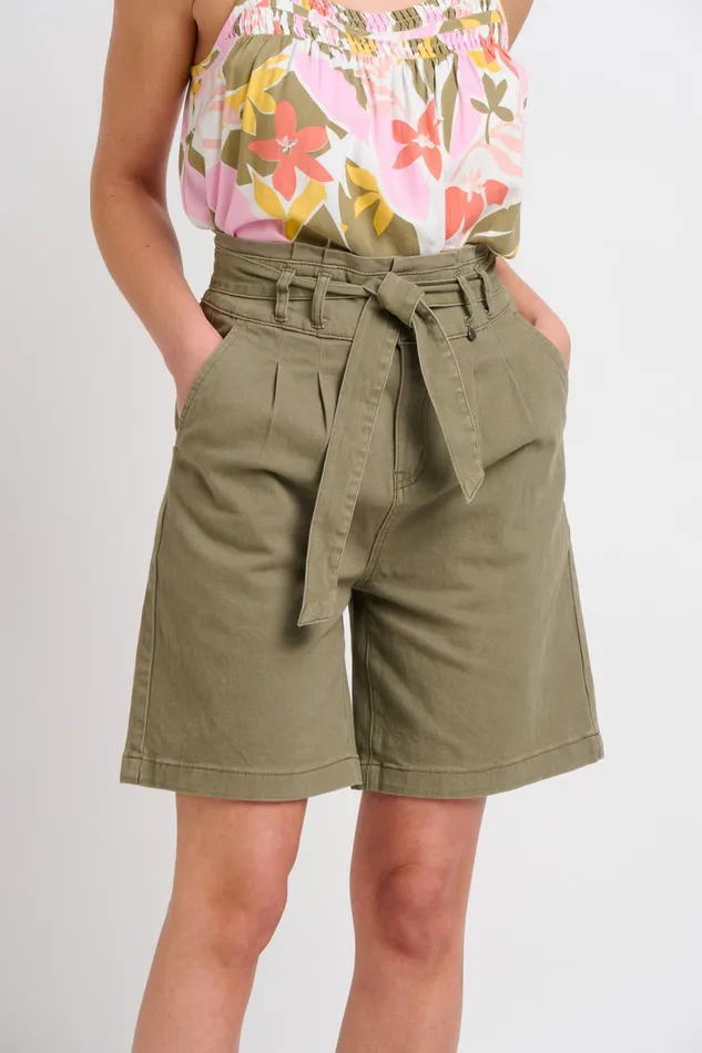 Women Brakeburn Trousers Skirts and Shorts Khaki Paperbag Shorts