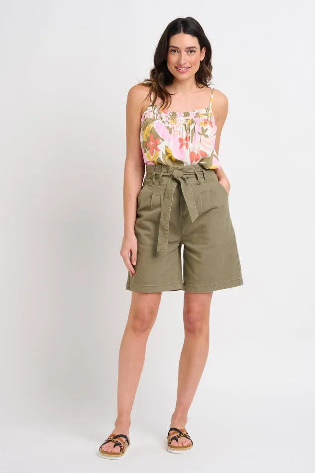 Women Brakeburn Trousers Skirts and Shorts Khaki Paperbag Shorts