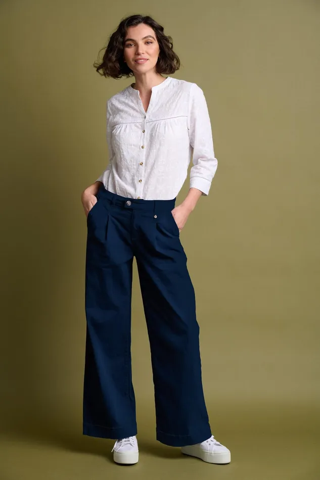 Women Brakeburn Trousers Skirts and Shorts Navy Double Pleat Front Trousers