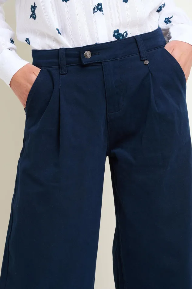 Women Brakeburn Trousers Skirts and Shorts Navy Double Pleat Front Trousers