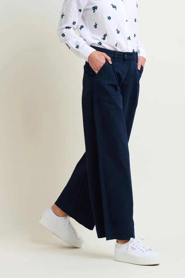 Women Brakeburn Trousers Skirts and Shorts Navy Double Pleat Front Trousers