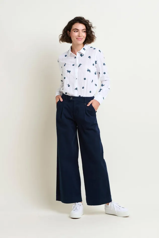 Women Brakeburn Trousers Skirts and Shorts Navy Double Pleat Front Trousers