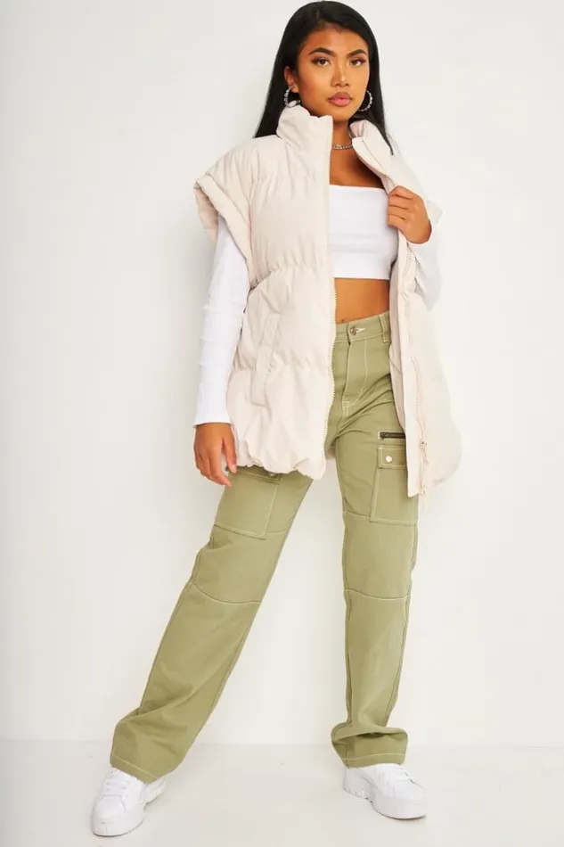 Women Brentiny Cargo Trousers In Khaki Green Brentiny Paris Pants