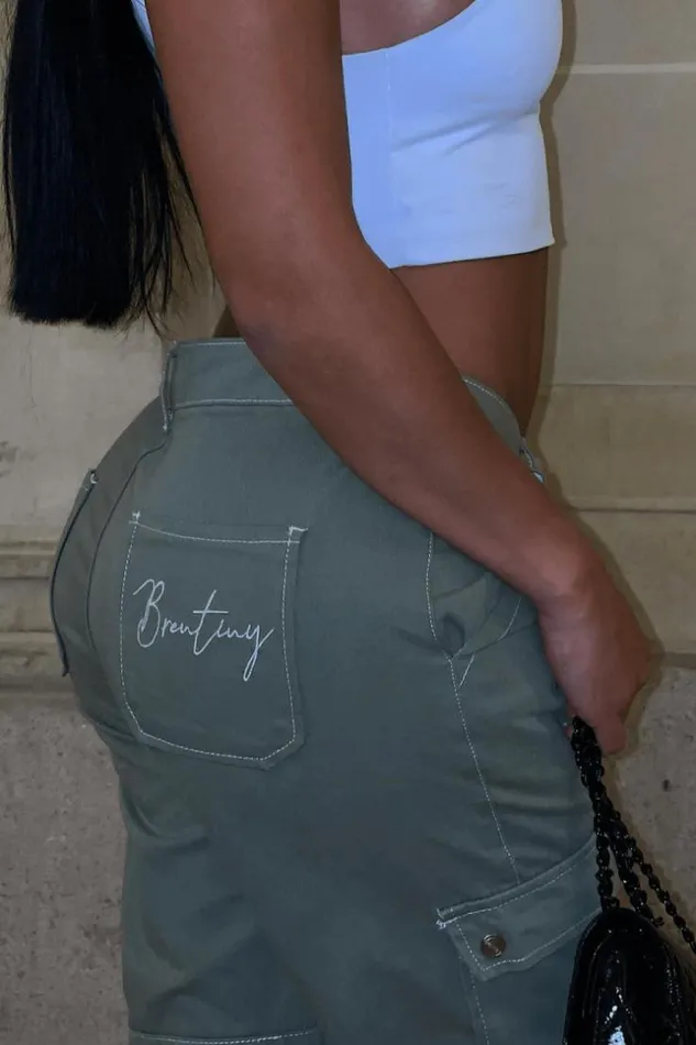Women Brentiny Cargo Trousers In Khaki Green Brentiny Paris Pants
