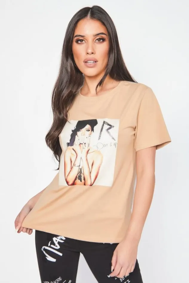 Women Brown 034Pour It Up034 TShirt Brown Brentiny Paris TShirts