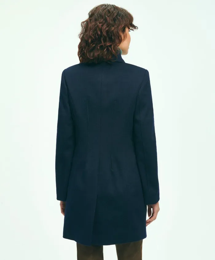 Women Brushed Wool DoubleBreasted Coat Navy Brooks Brothers Coats and Jackets