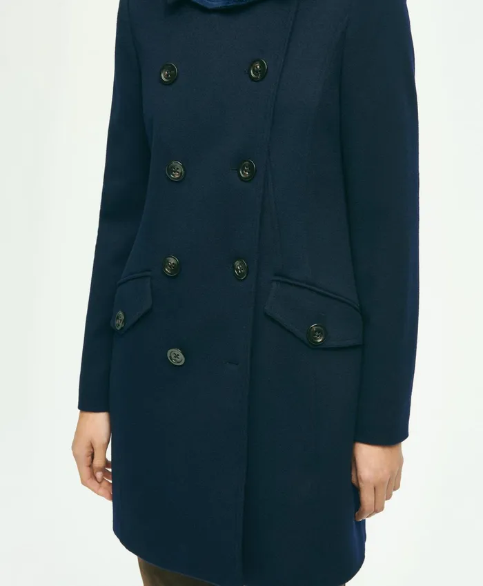 Women Brushed Wool DoubleBreasted Coat Navy Brooks Brothers Coats and Jackets