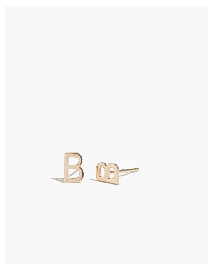 Women BYCHARI INITIAL EARRINGS Letter B Madewell 14K GoldPlated