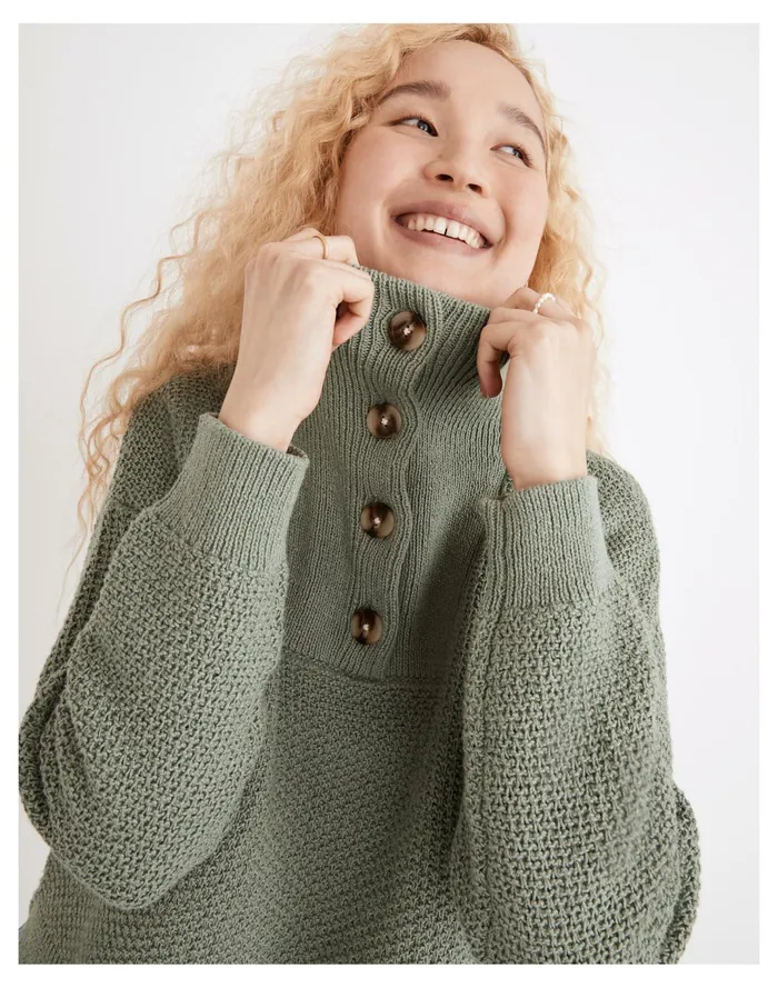 Women Canby Button Mockneck Sweater Frosted Willow Madewell Sweaters Women Canby Button Mockneck Sweater Frosted Willow Madewell Sweaters