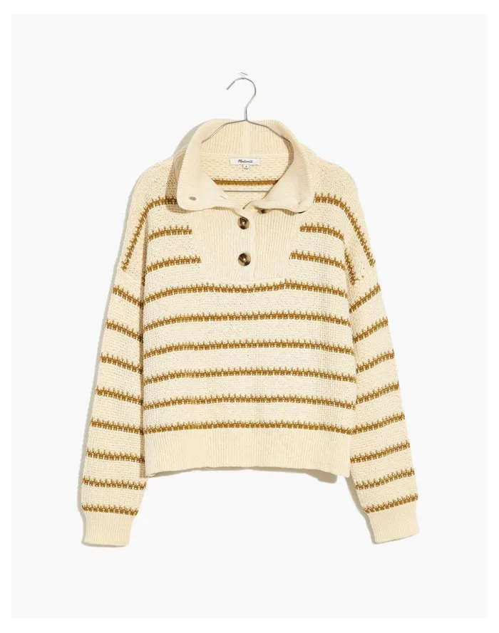 Women Canby Button Mockneck Sweater In Stripe Antique Cream Madewell Sweaters Women Canby Button Mockneck Sweater In Stripe Antique Cream Madewell Sweaters