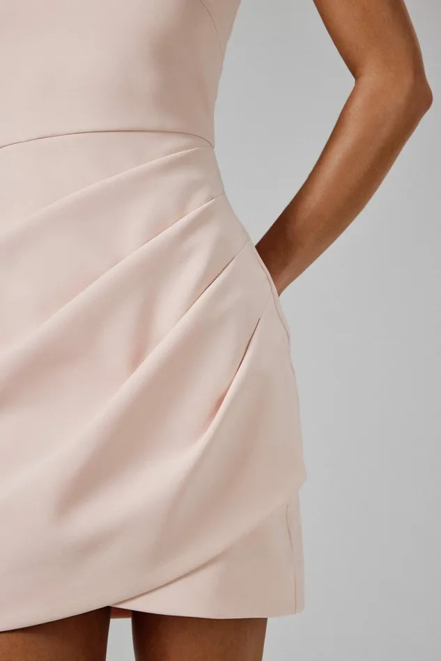 Women Cape Dresses Lavish Alice REMI One Shoulder Embellished Cape Mini Dress In Blush Pink Blush Pink