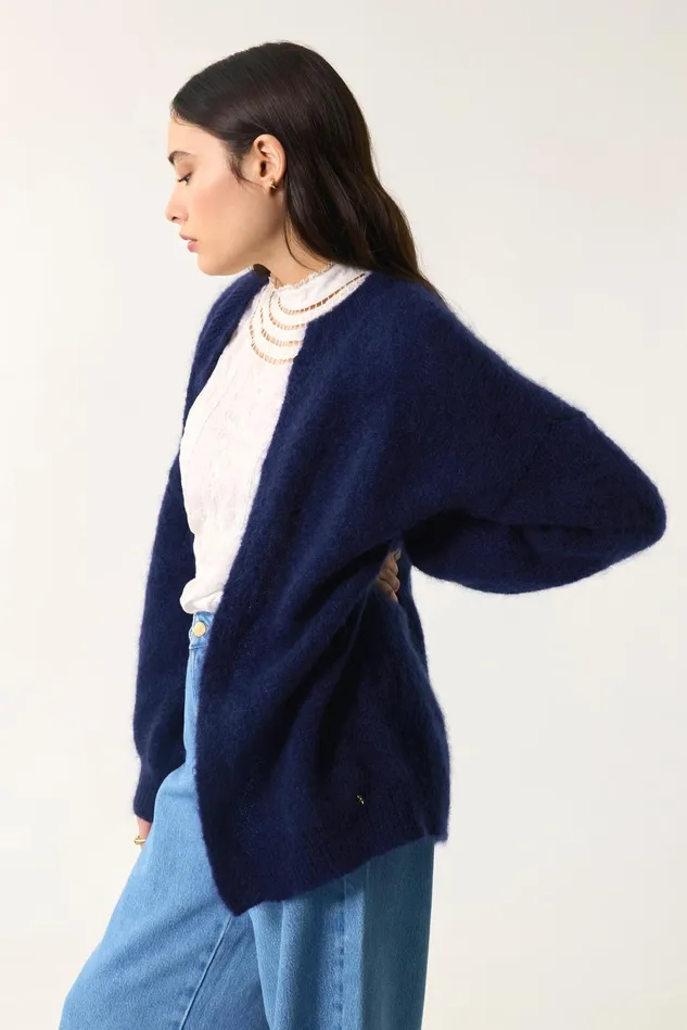 Women Cardigan Altea Marine Gilet Mohair Bleu Marine Des Petits Hauts Jumpers and Cardigans Women Cardigan Altea Marine Gilet Mohair Bleu Marine Des Petits Hauts Jumpers and Cardigans